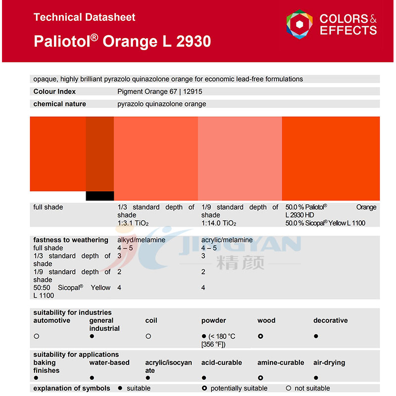 巴斯夫L2930HD喹酞酮顏料TDS技術(shù)說(shuō)明書