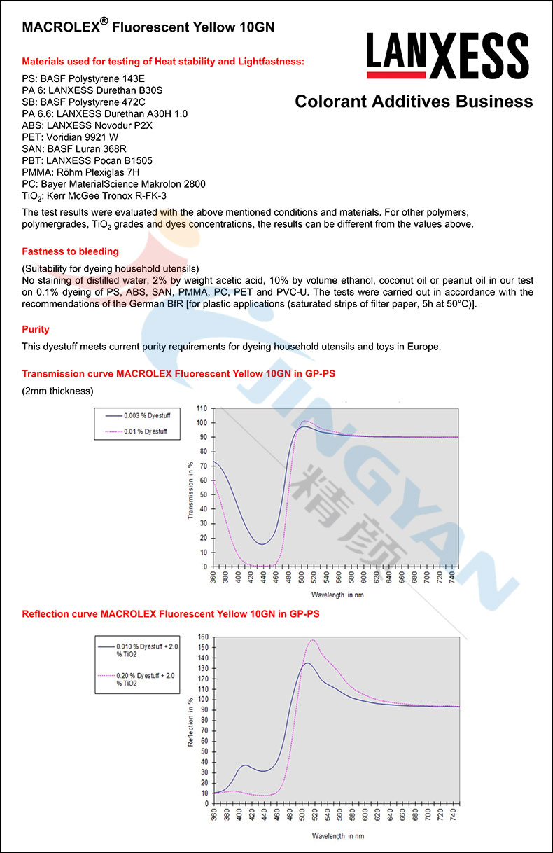 朗盛馬高列斯熒光黃10GN數(shù)據(jù)表2