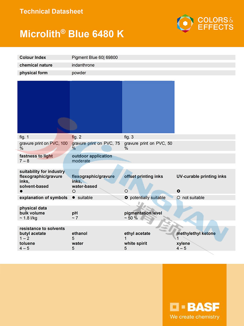 巴斯夫微高力6480K納米顏料藍(lán)