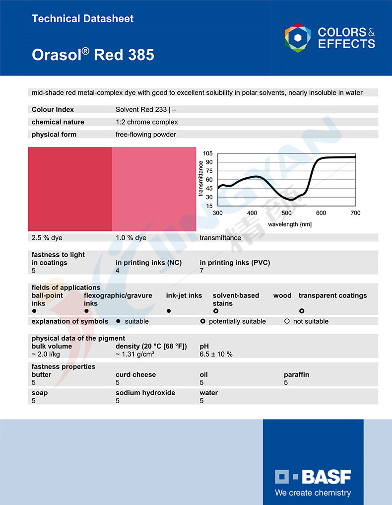 巴斯夫385金屬絡合染料TDS技術(shù)數(shù)據(jù)表